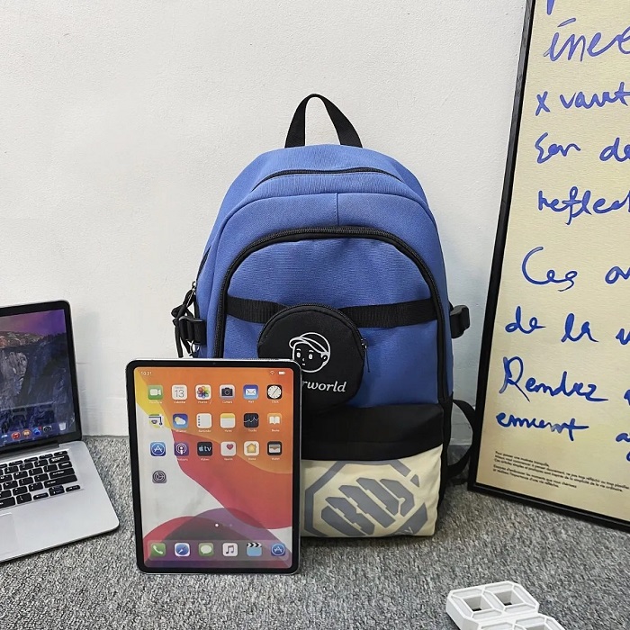 Mochila Escolar Simple Para Estudiantes Color Azul