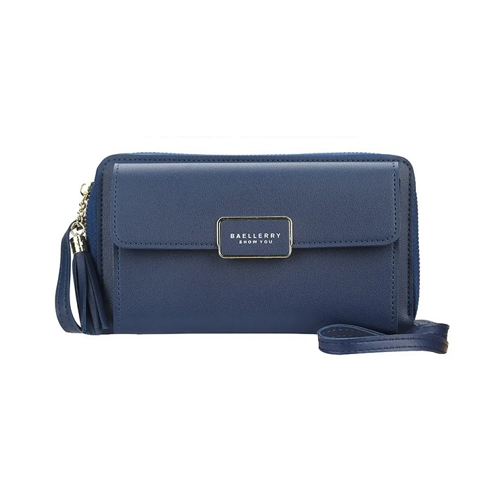 Bolso Cartera Para Mujer Con Bolsillo Separador Color Azul