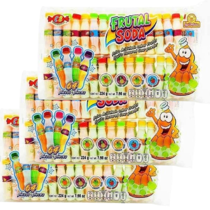 Paquete 4 Caramelos Frutal Soda 64 piezas c/u 