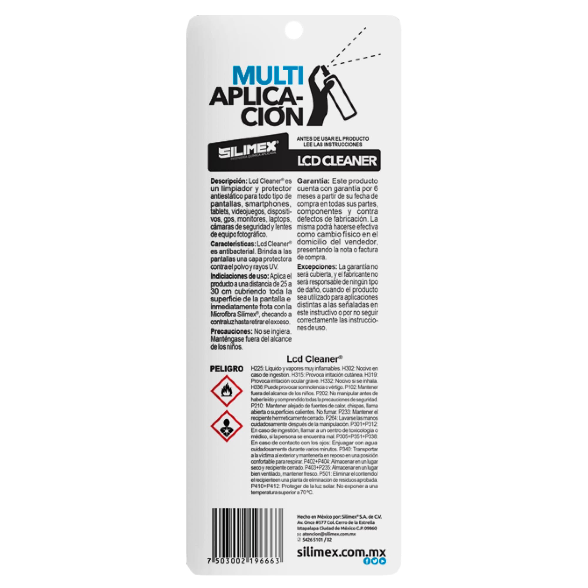 Kit para Limpieza de Pantallas, Silimex LCD Cleaner de 60 ML con Microfibra, caja con 12 piezas.