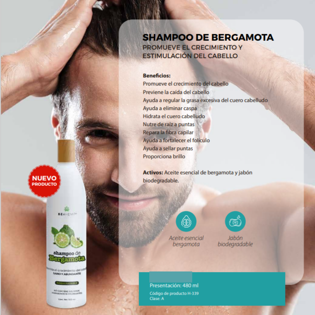 Shampoo Anticaída Y Crecimiento De Bergamota 500 Ml Beohemp