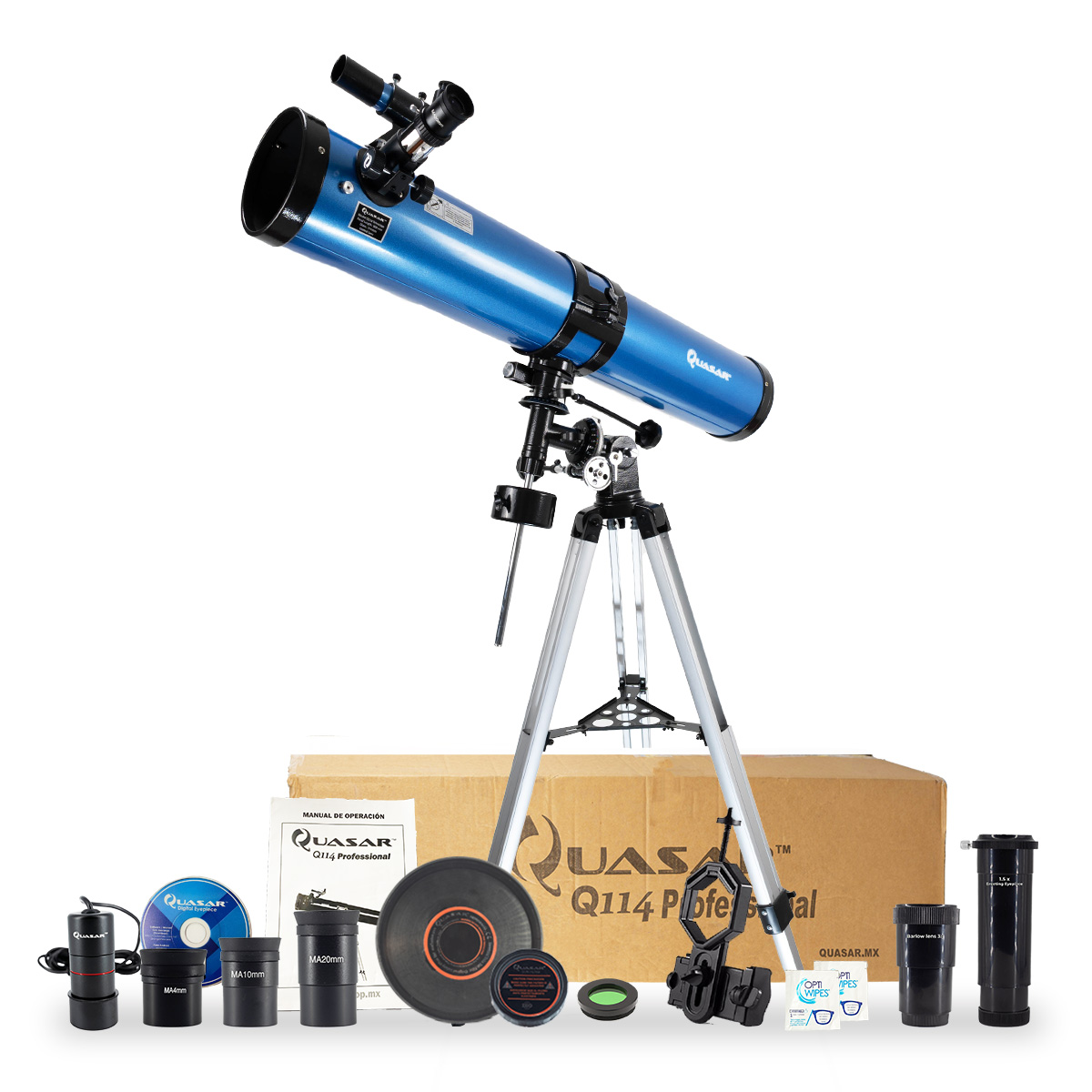Telescopio Quasar Professional Q114 675x Con Camara