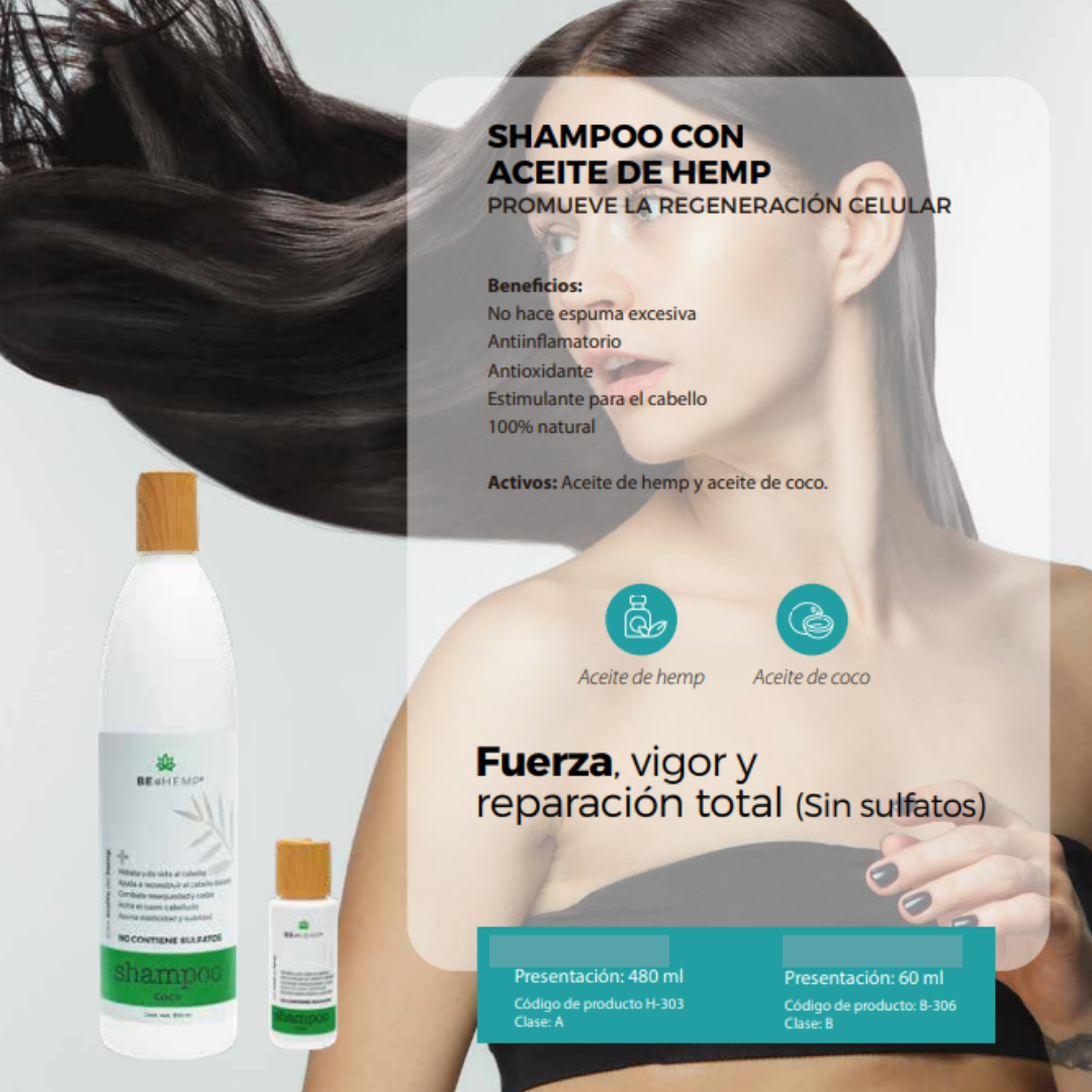 Shampoo Libre De Sulfatos Y Parabenos Anti-caida 500 ml Beohemp 