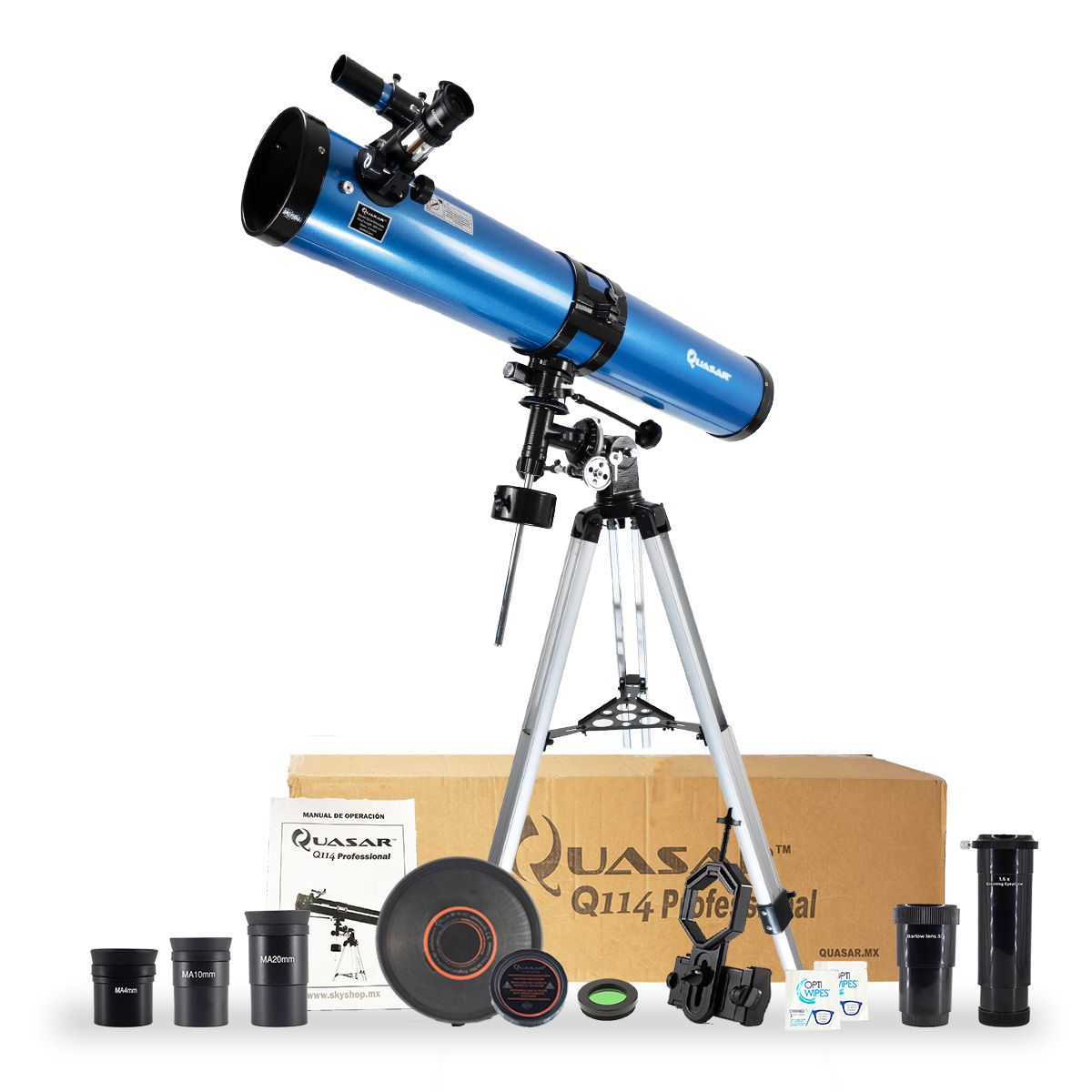 Telescopio Quasar Professional Q114 675x Con Adaptador Smartphone