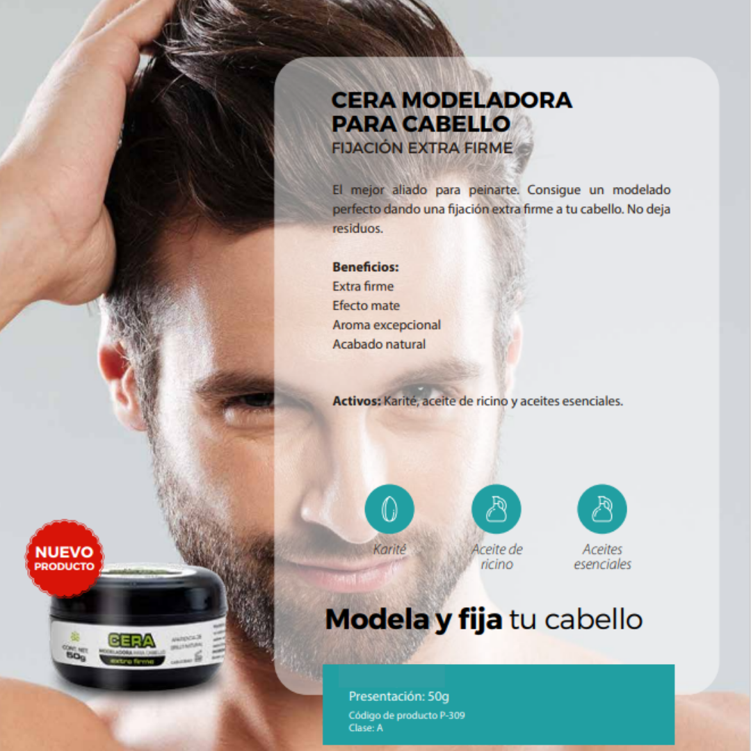 Cera para el cabello fijación extra firme 50 g Beohemp