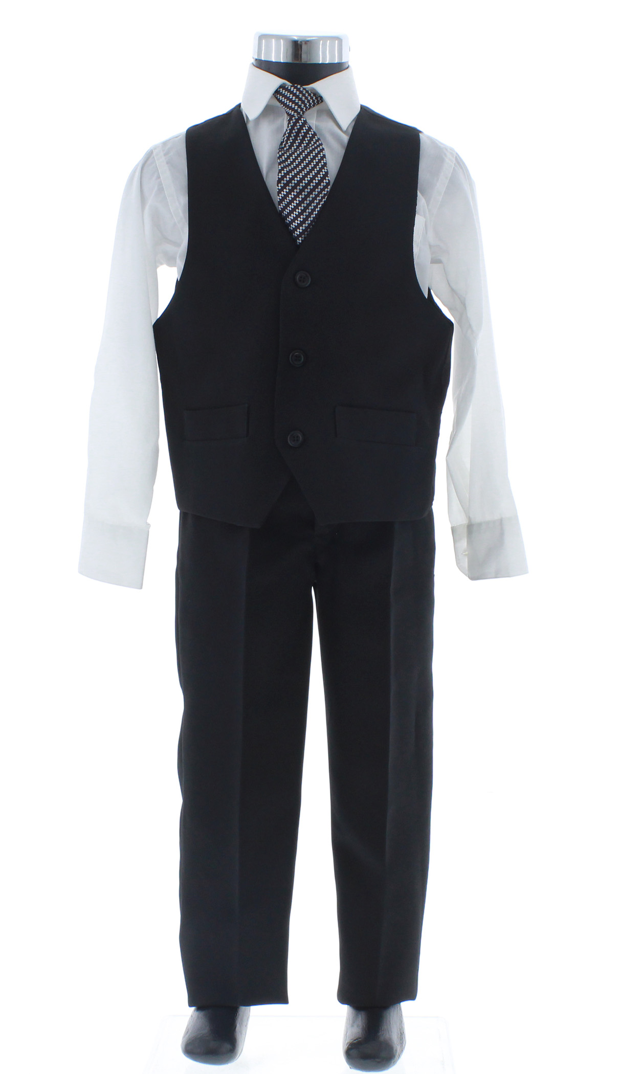 Traje de Niño Tres Piezas Color Negro 2 a 18 Años.