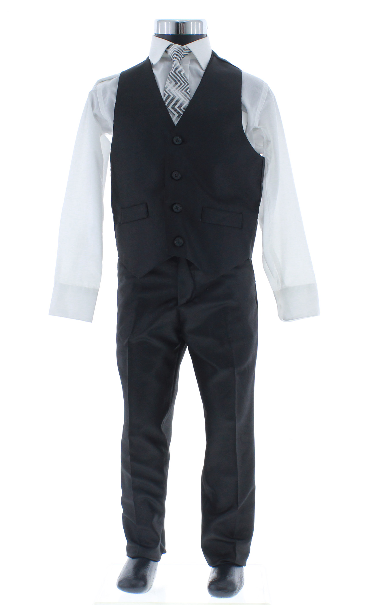 Traje de Vestir Niño Tres Piezas Color Negro 2920 2 a 16 Años.