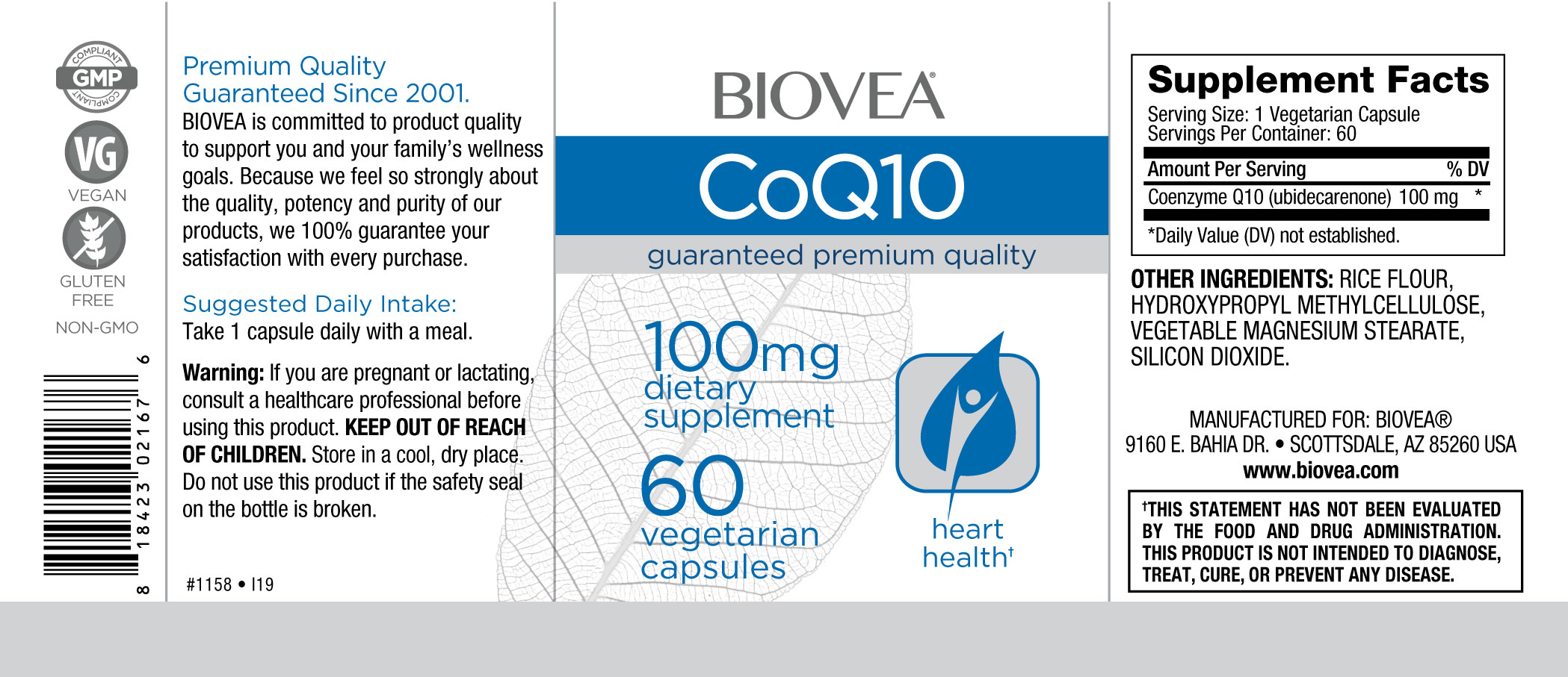 Biovea Coenzima q10 (coq10) 100mg 60 cápsulas vegetarianas