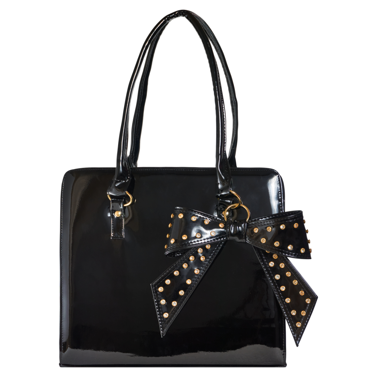 Bolsa dama negro charol de noche con estoperoles 