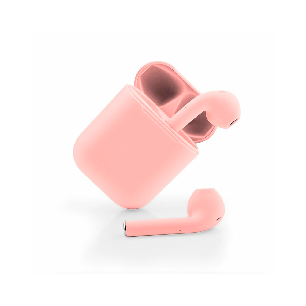 Audifonos Bluetooth Inalambrico i12 Android Mas Funda Case Protector Para Audifonos Color Rosa