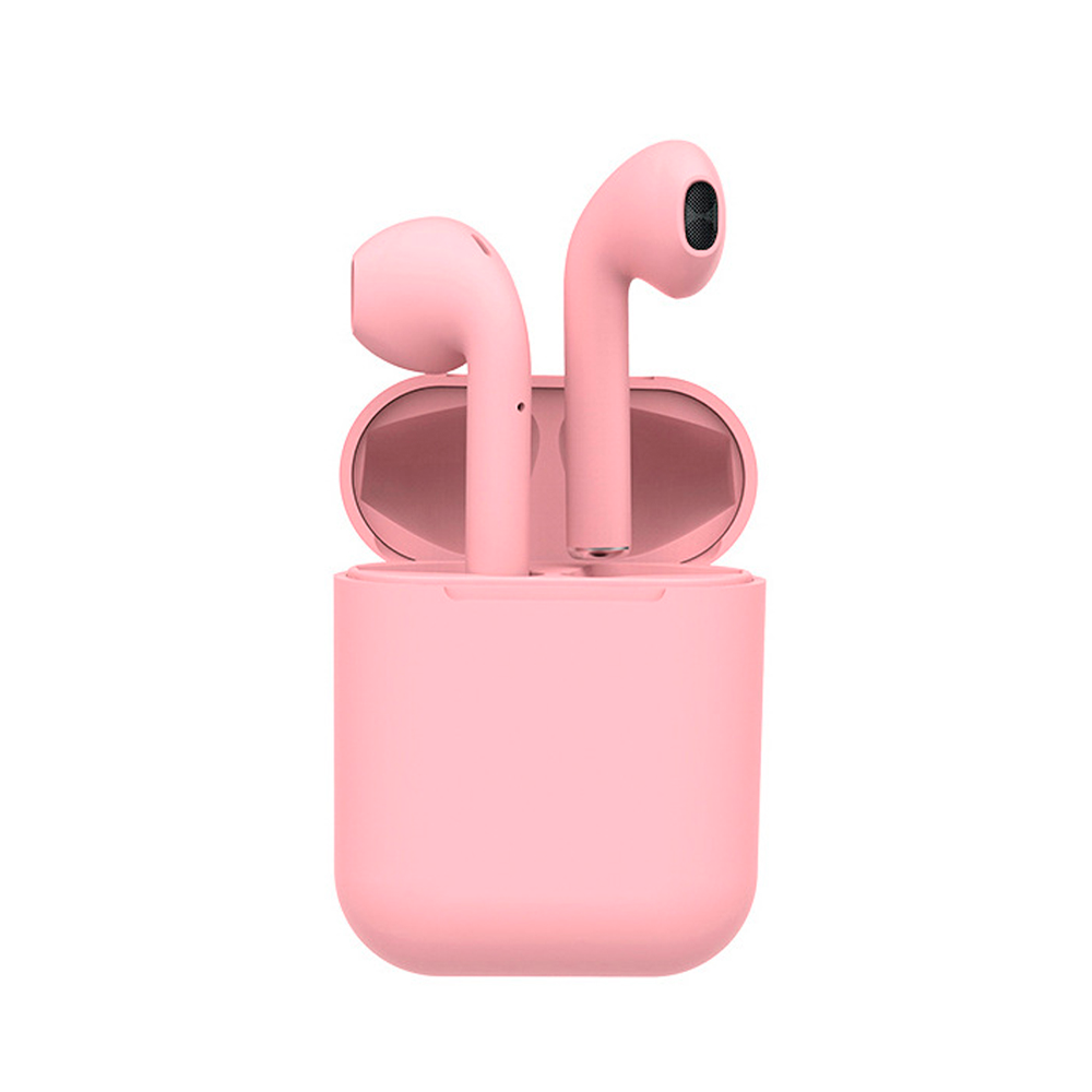 Audifonos Bluetooth Inalambrico i12 Android Mas Funda Case Protector Para Audifonos Color Rosa