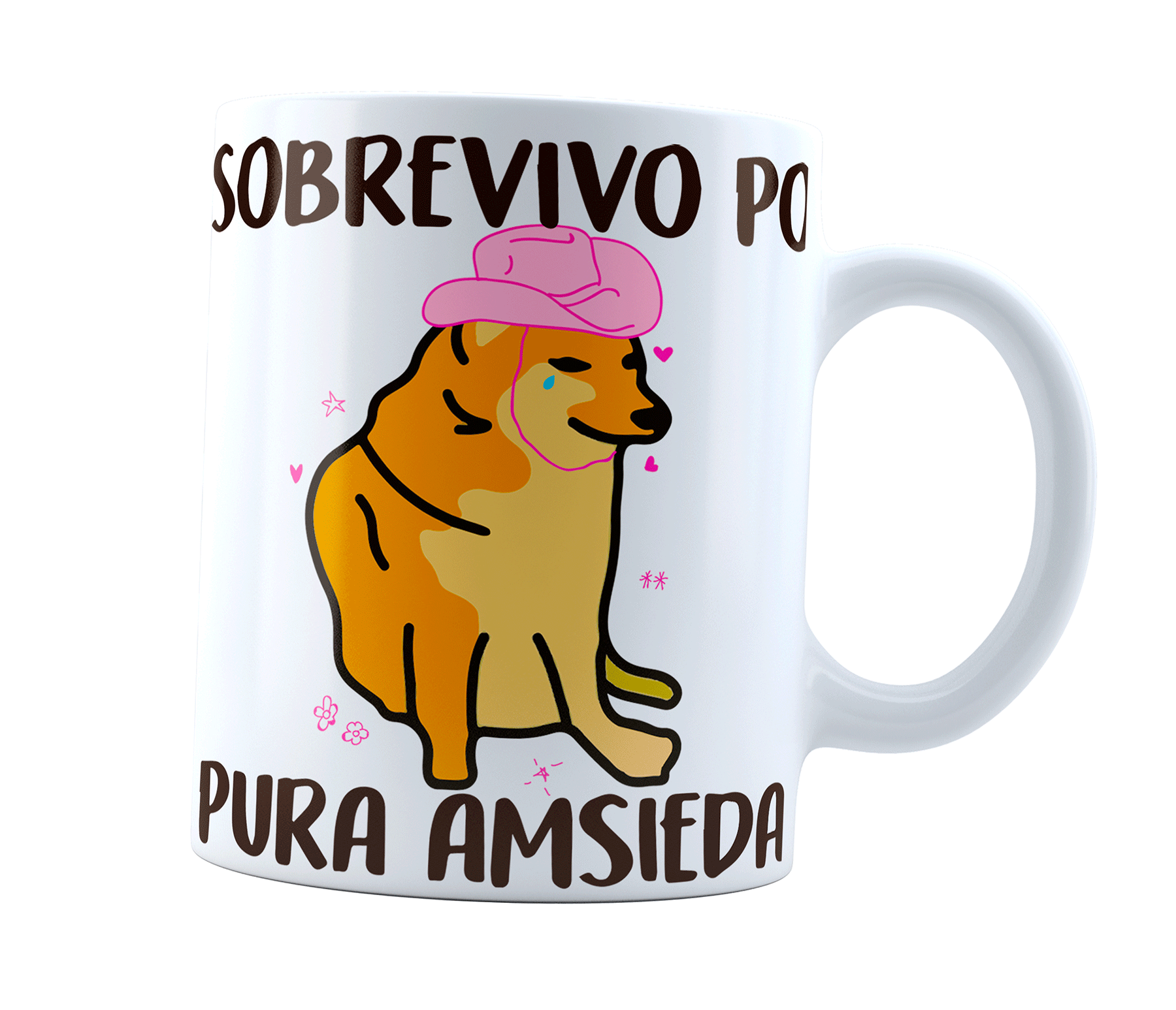 Taza Cheems Sobrevivo Por pura Amsiedad | Meme perrito doge