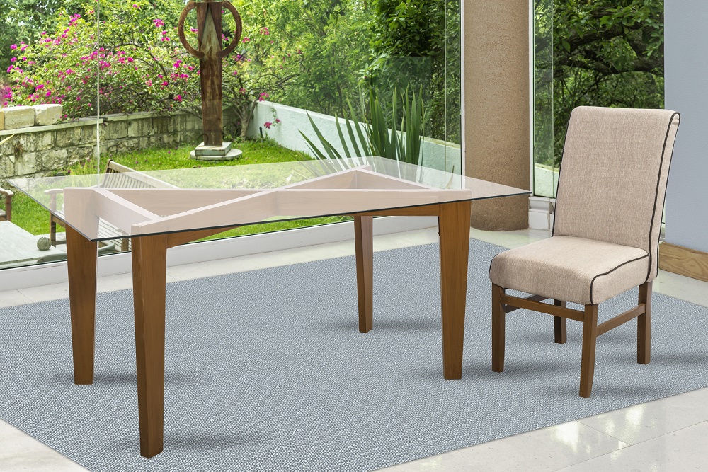 Comedor Kaufe 6 Sillas de Madera y Cubierta de Cristal templado