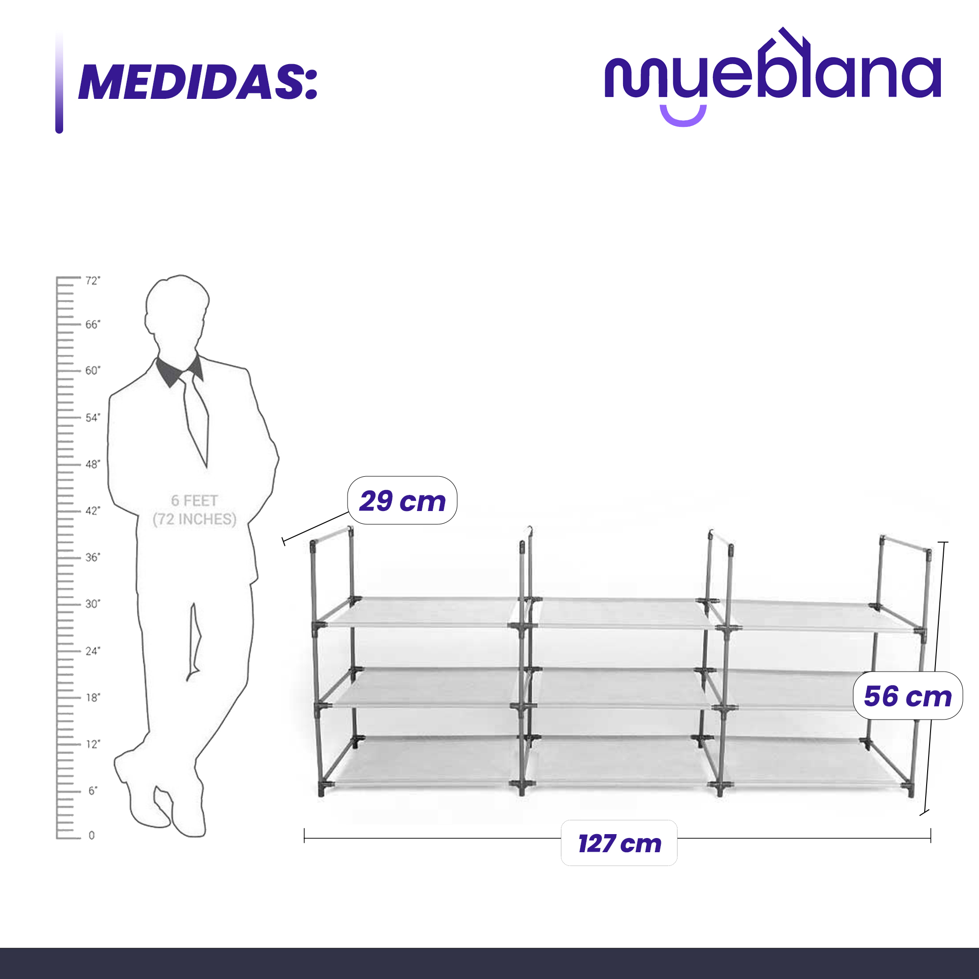 Mueblana Zapatera Capri 18 Pares Estante Organizador para Zapatos Para el Hogar Muebles para Recamara Mantiene tus Zapatos Ordenados