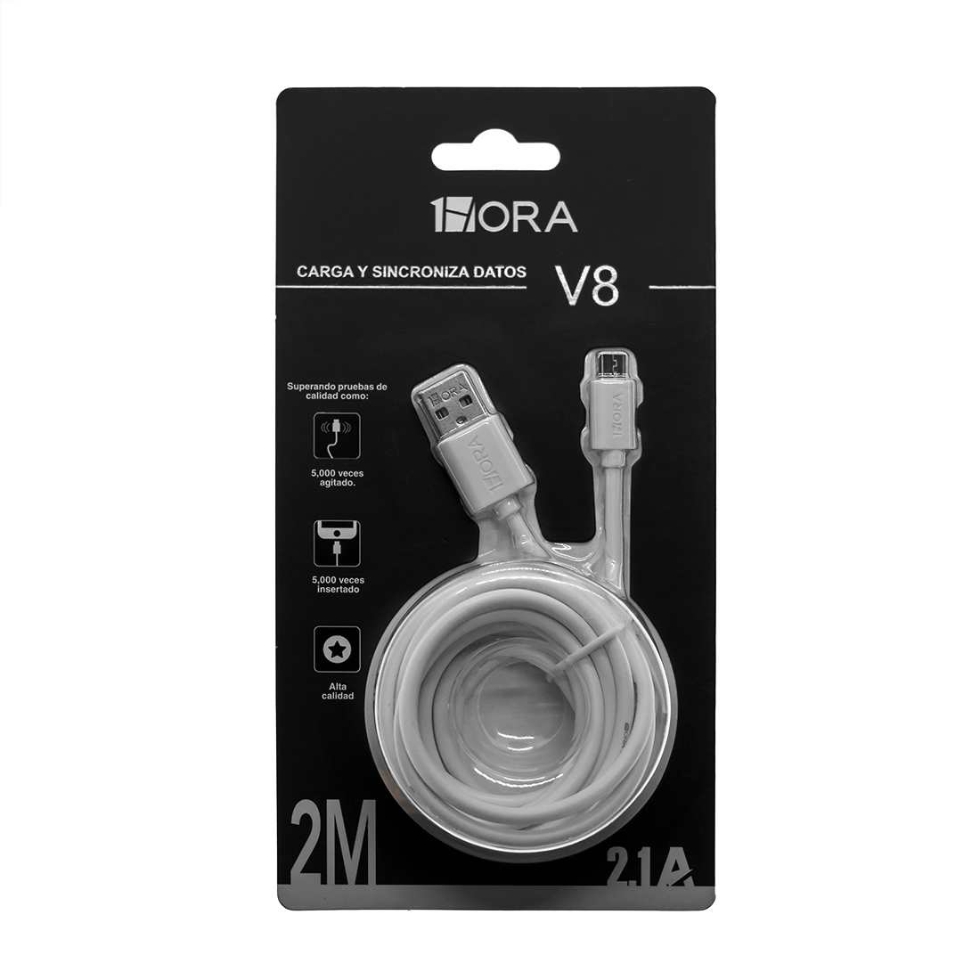 Cable Usb Carga Rapida Datos Tipo V8 1hora Andorid 2 Metros