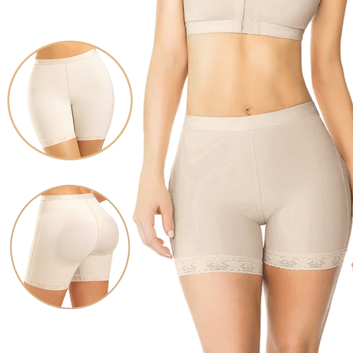 Panty Faja Colombiana Reductora Moldeadora Levanta Pompa y Aplana Abdomen , Fajas Colombianas Short Levanta Gluteos de Powernet Para Mujer