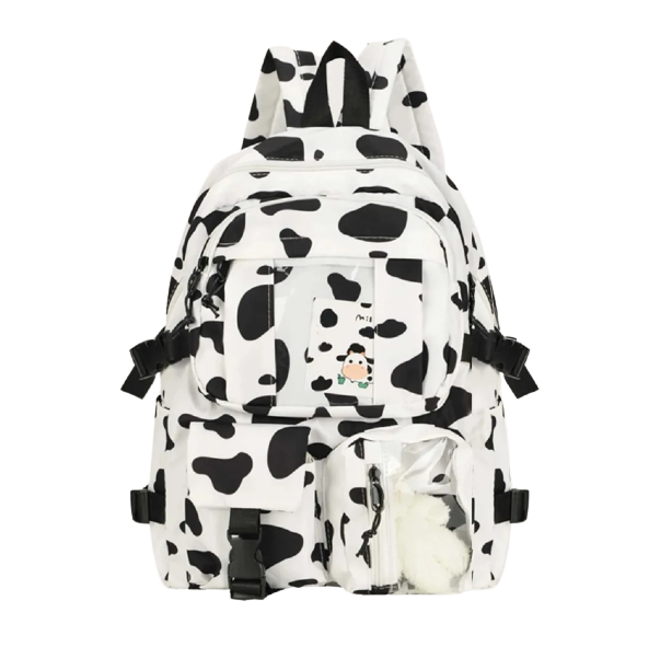 Mochila Infantil Con Patrón De Vaca Niña/mujer Escolar Paseo
