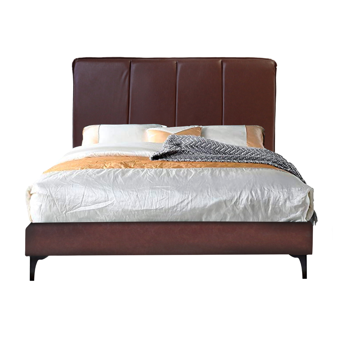 Cama matrimonial Milan Juego de cabecera y Base tapizada en vinipiel Cama Suave de Madera sólida