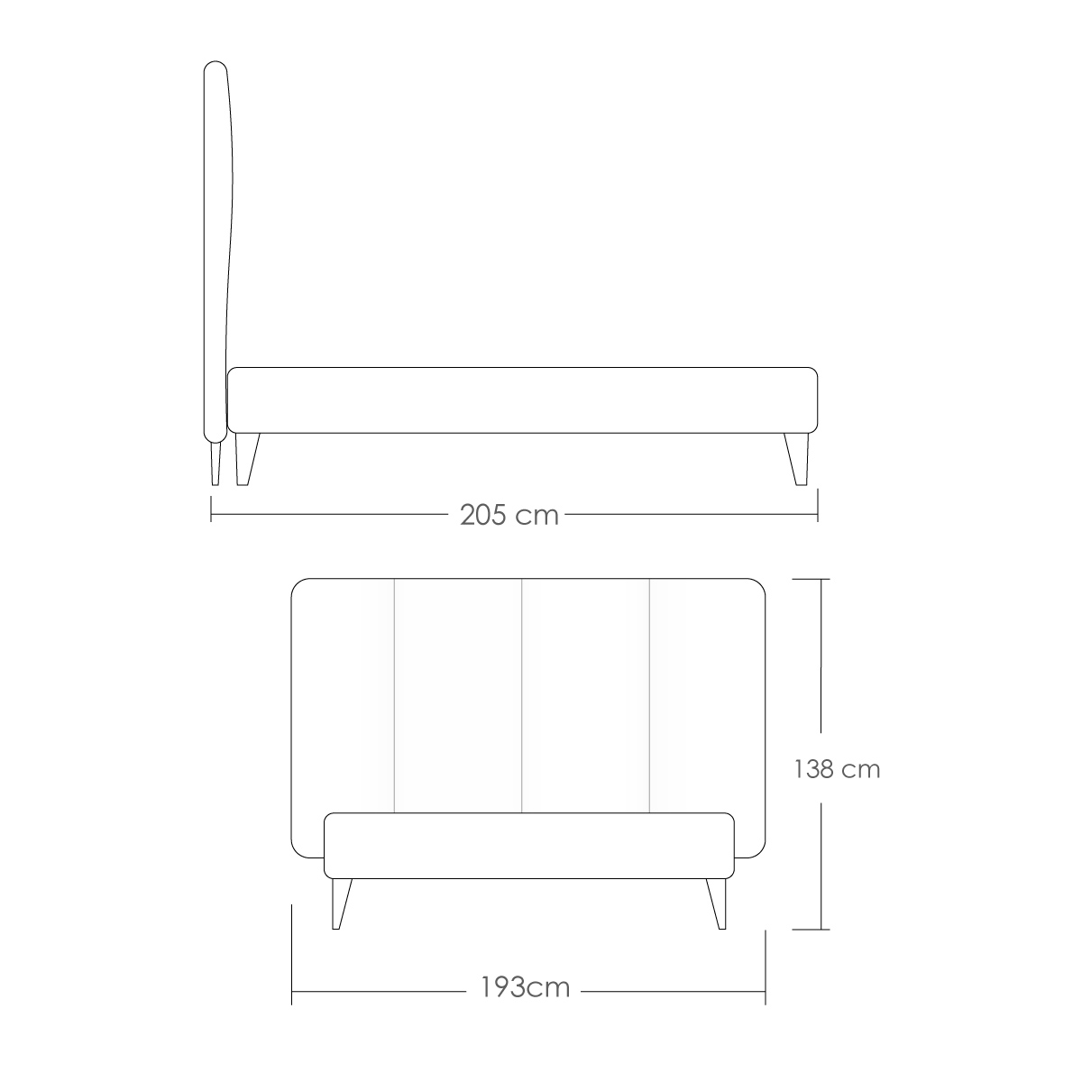 Cama matrimonial Milan Juego de cabecera y Base tapizada en vinipiel Cama Suave de Madera sólida