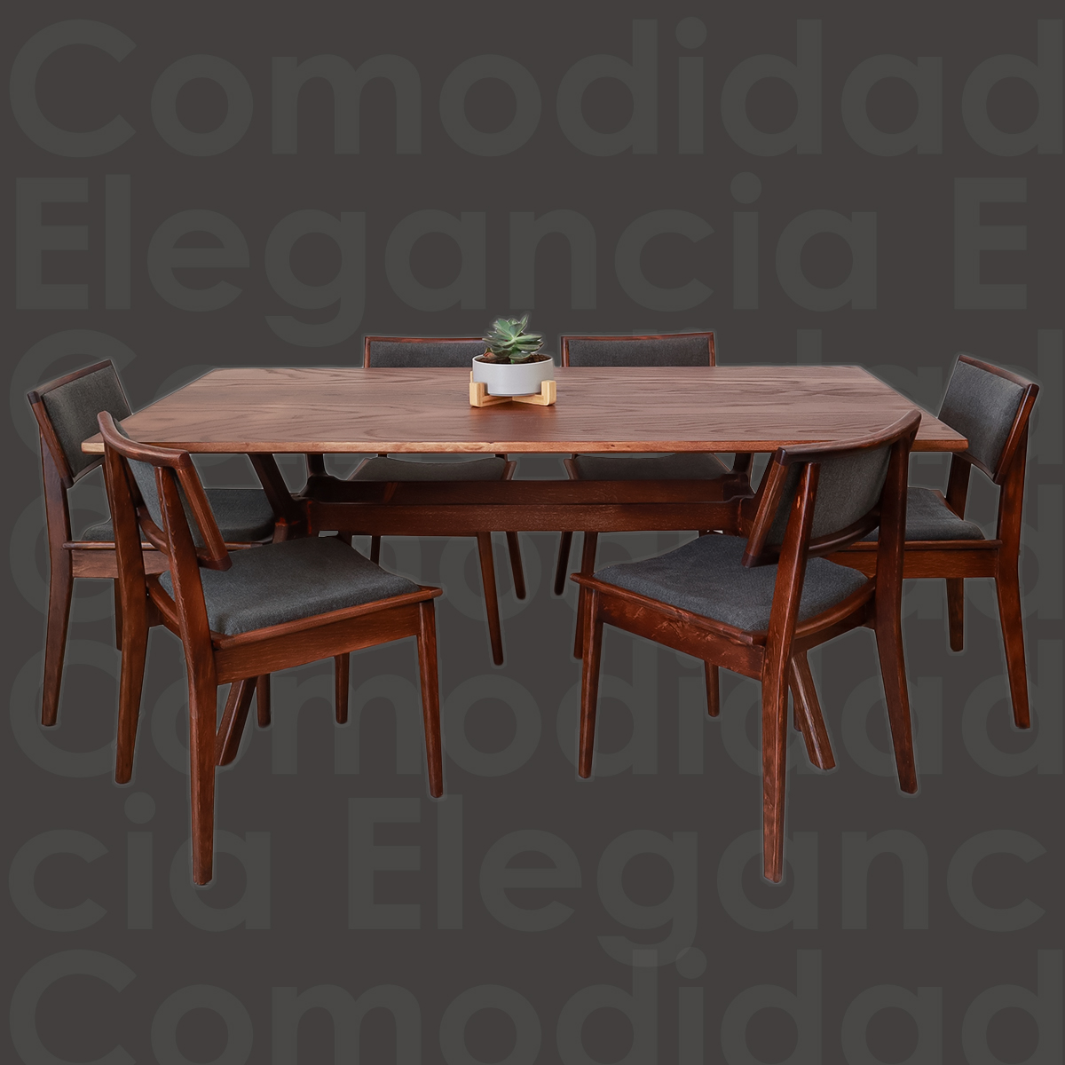Mesa de comedor París Tabaco para 6 personas estilo escandinavo 