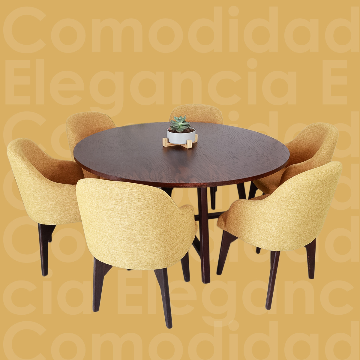 Mesa de comedor 1.5m de diámetro para 6 personas minimalista