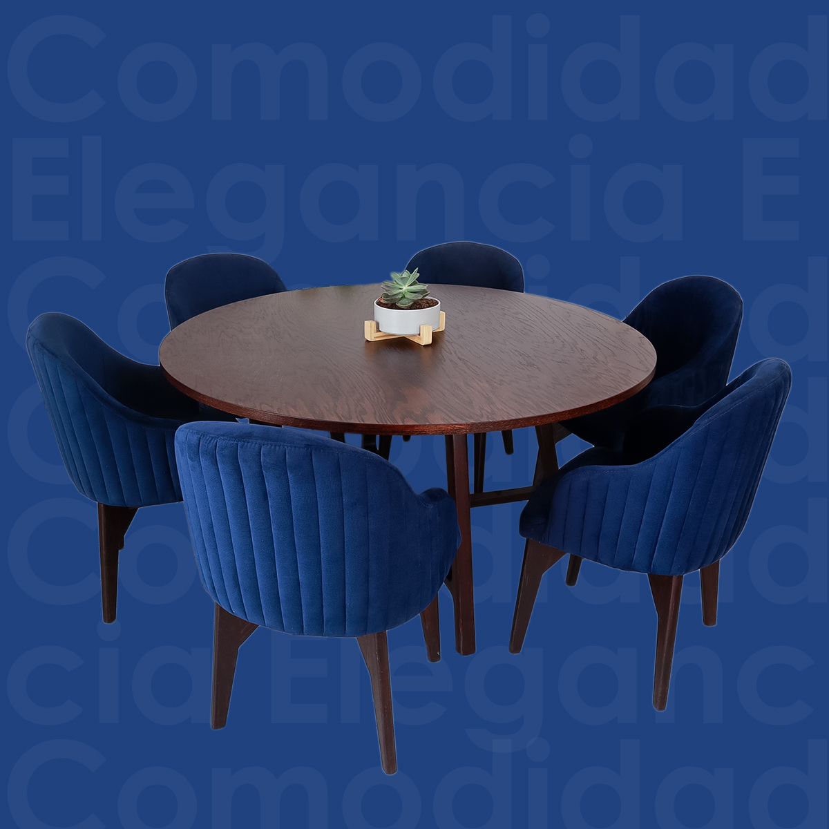 Mesa de comedor 1.5m de diámetro para 6 personas minimalista