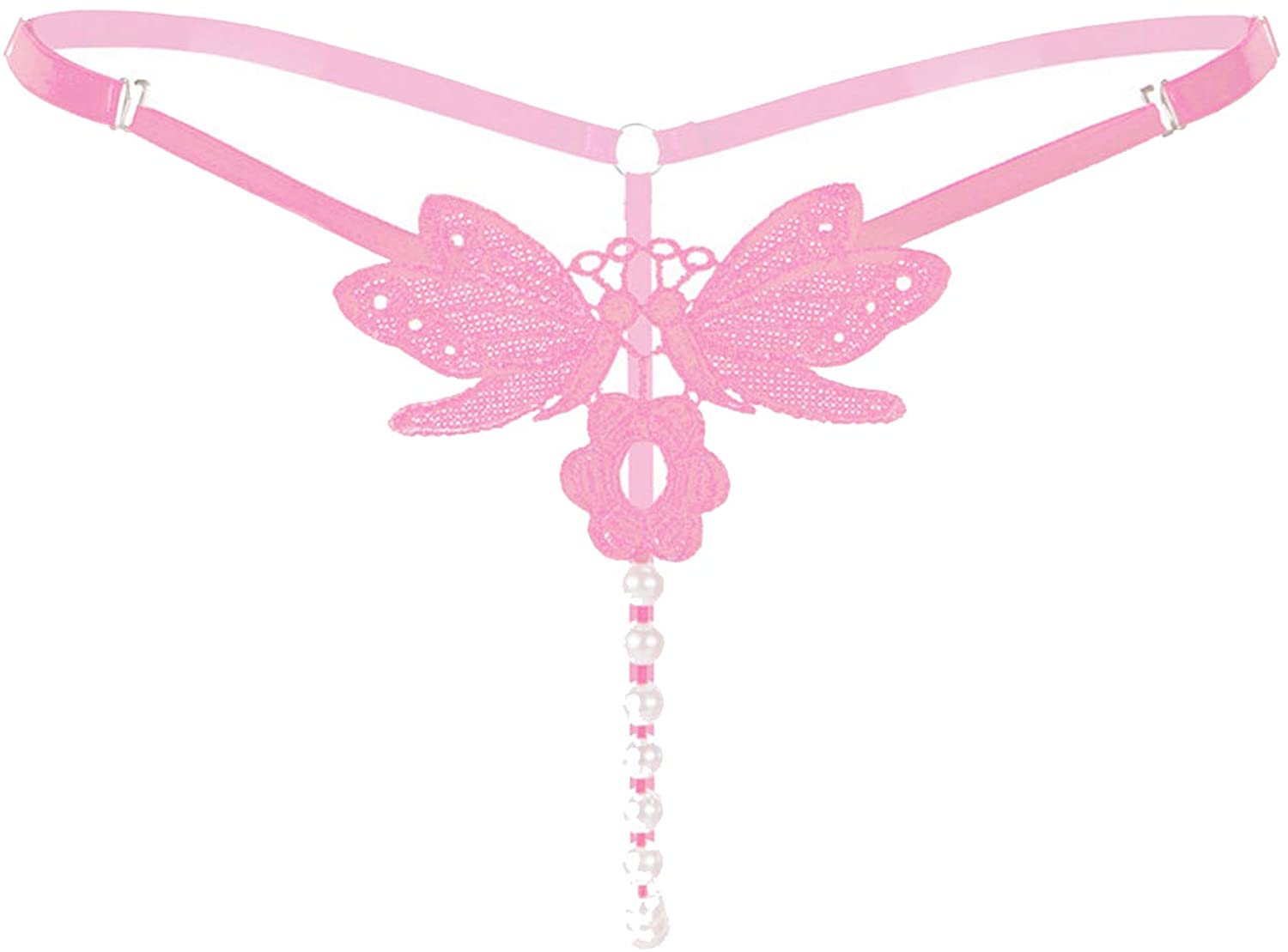 Micro Tanga Hilo Dental Mariposa De Encaje Con Perlas