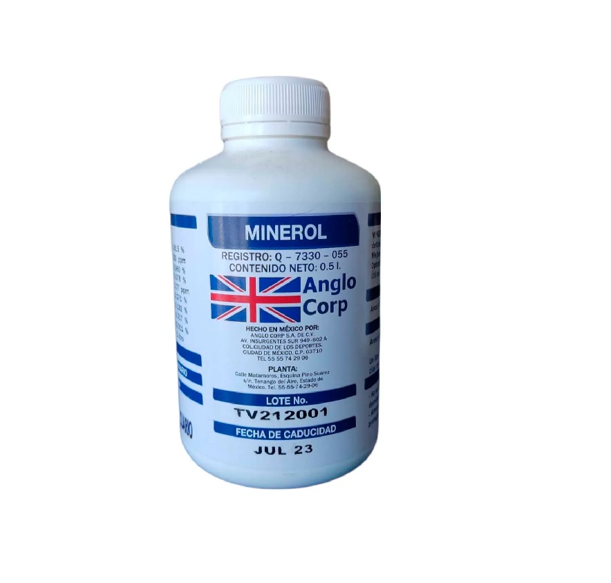 Minerol 500 ml Antiparasitario para caninos, felinos y aves.
