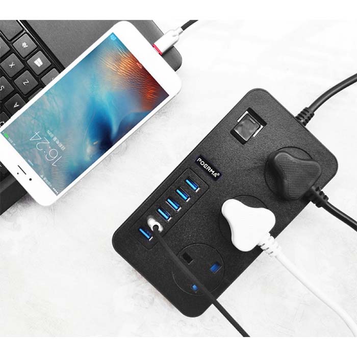 Multicontacto 6 Puertos USB y 3 Enchufes