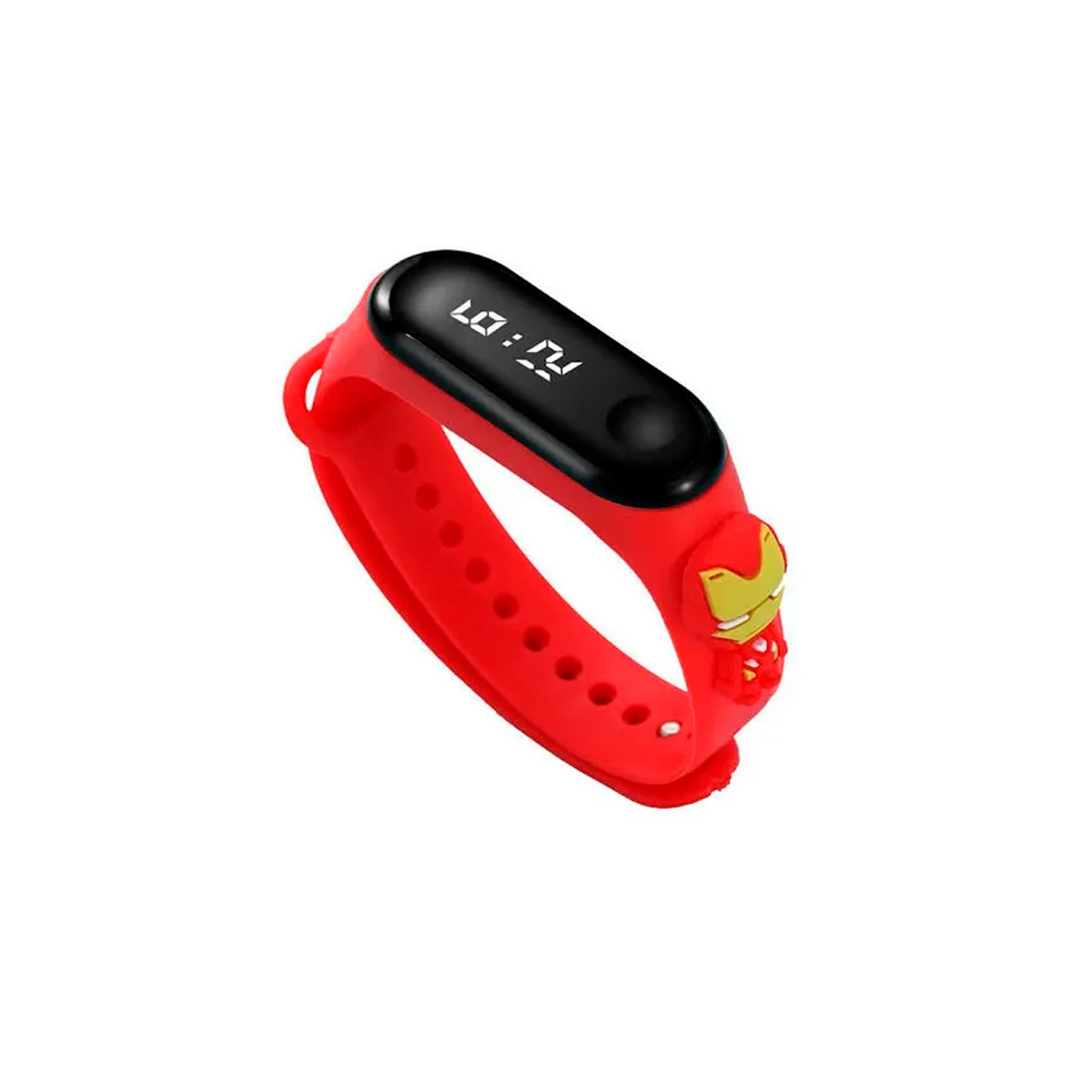 Reloj Led Digital Para Niños Personajes De Dibujos Animados Reloj De Banda Infantil Mas Audifonos Bluetooth Inalambrico i12 Android Color Rojo.