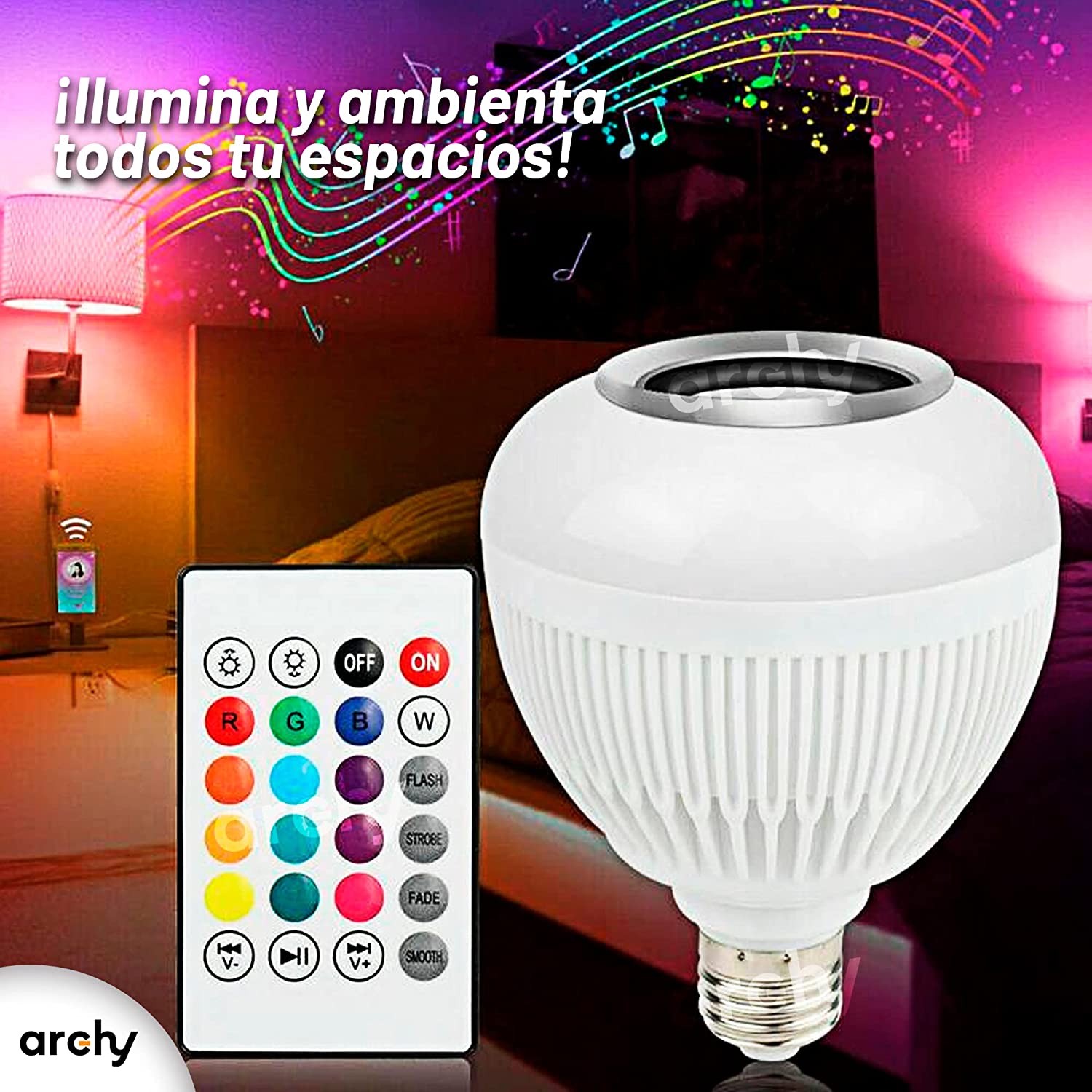 Bombilla Lampara Foco Musical Altavoz Bluetooth