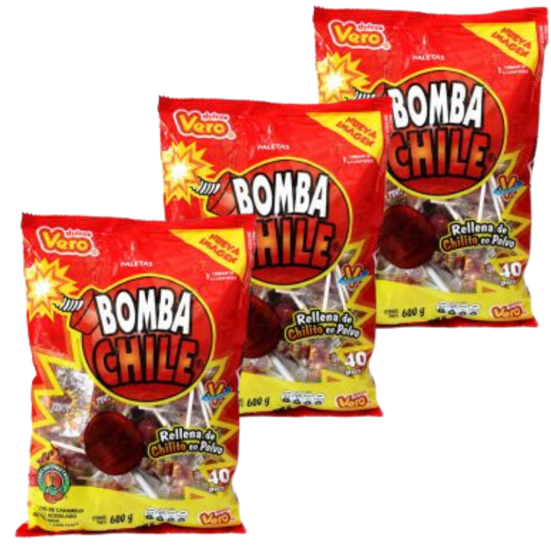 Paquete 6 Paletas Bomba Chile 40 piezas c/u