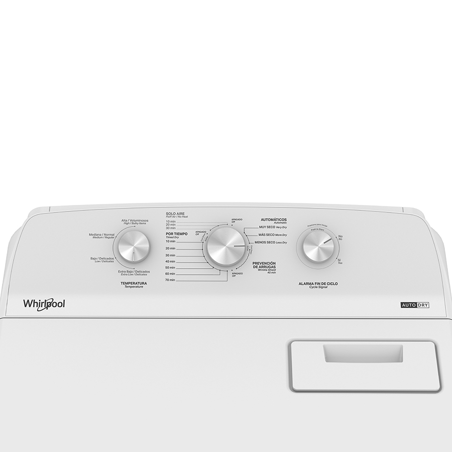 Secadora Carga Superior Whirlpool Eléctrica 18kgs Blanco 7MWED1730JQ