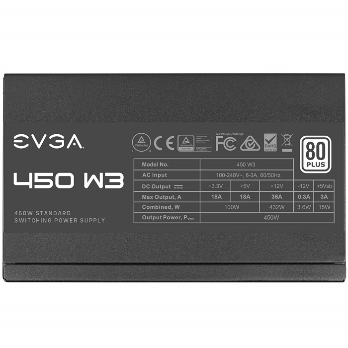 Fuente De Poder EVGA 450W 450 W3 80 PLUS 100-W3-0450-K1