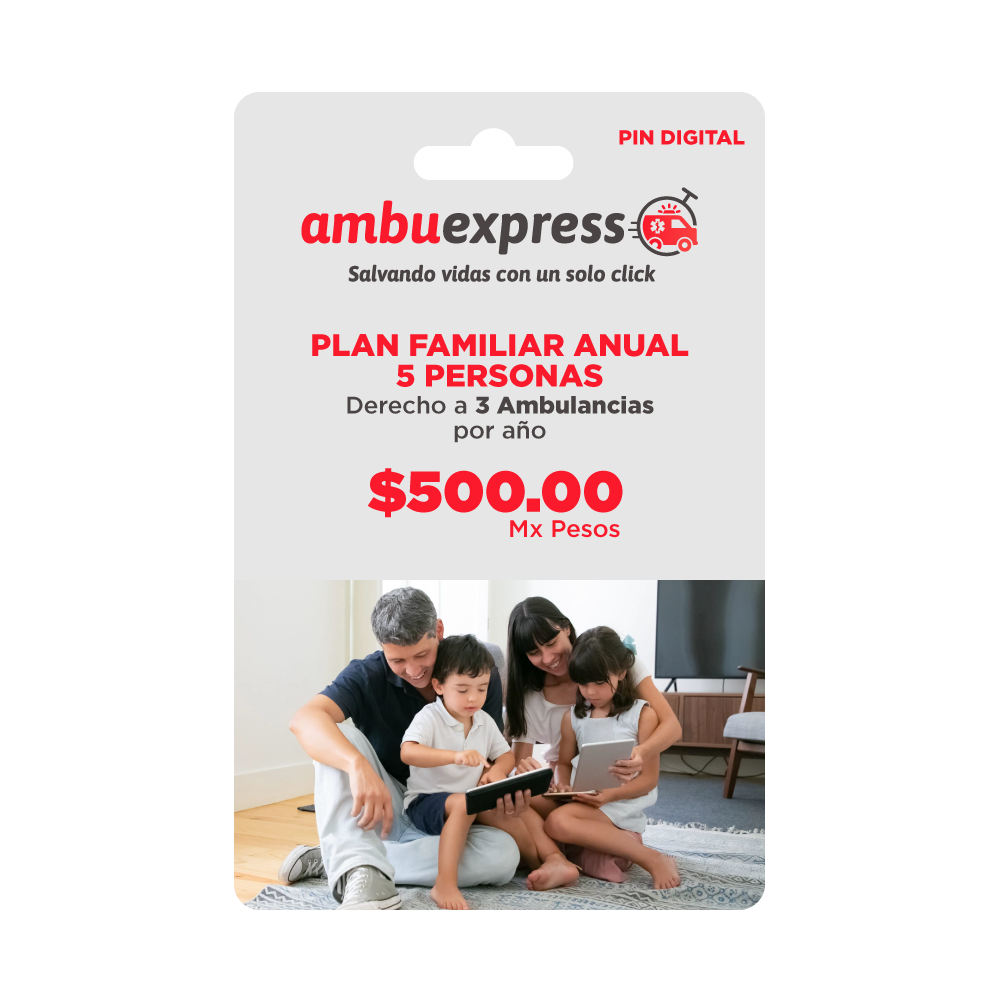 Ambuexpress suscripción familiar 5 personas 1 año, Pin Digital