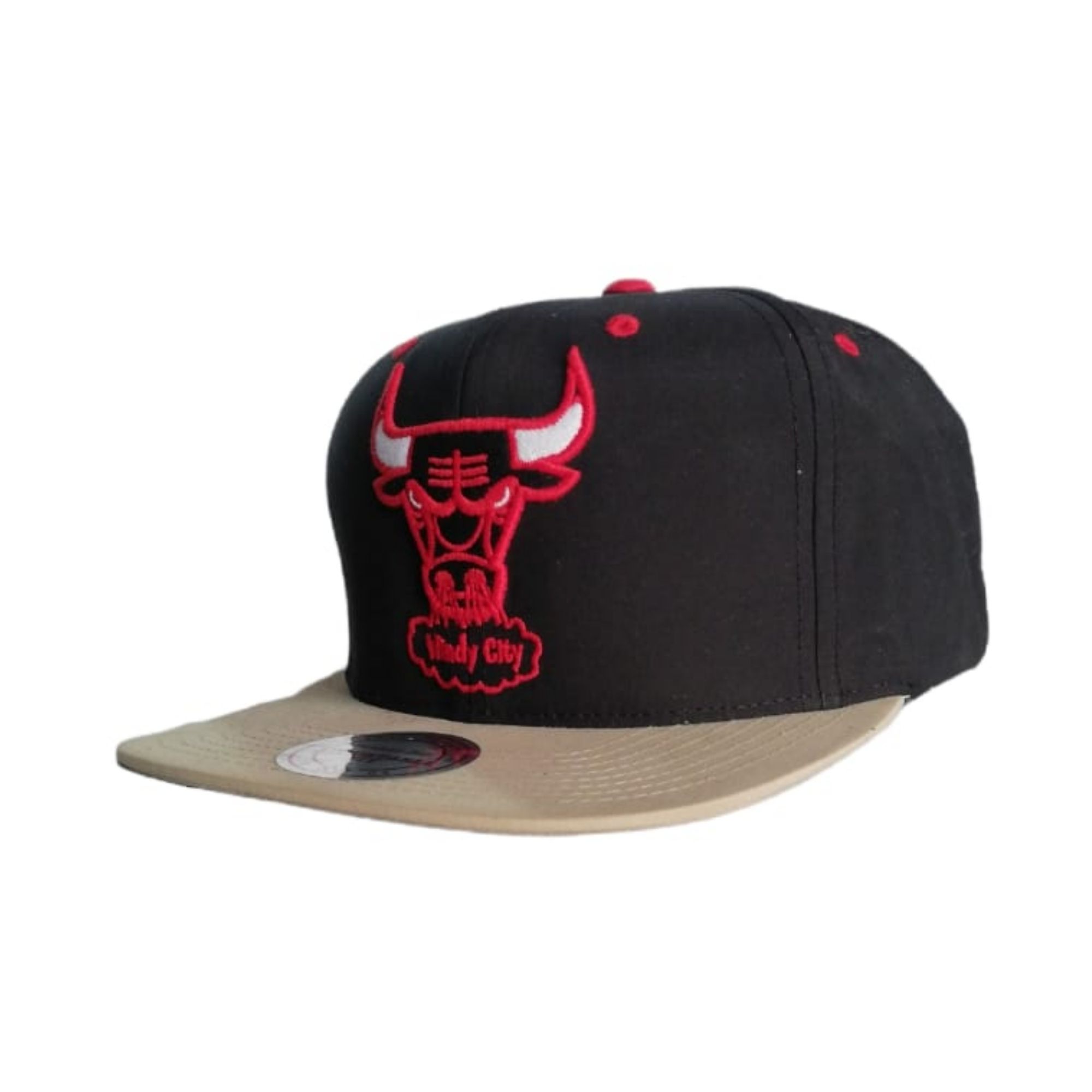 Gorra M&N Chicago Bulls Ajustable Negro Beige Original VE51Z5BULL
