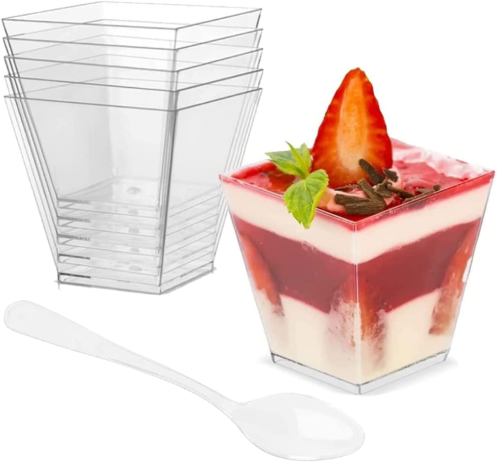 Vasito Pirámide De Plástico Con apariencia cristalería Elegante Para Postres. Para todo tipo de eventos 40 Piezas.