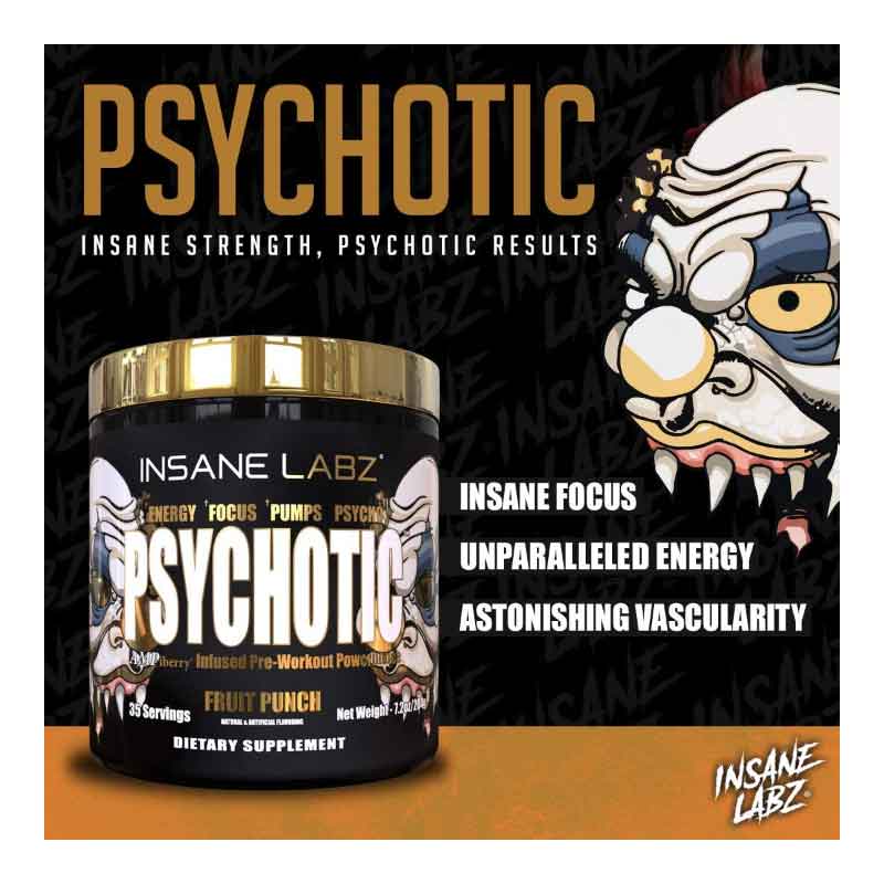 Pre-Entreno Insane Labz Psychotic Gold 202 Gr. 35 Serv. - Naranja