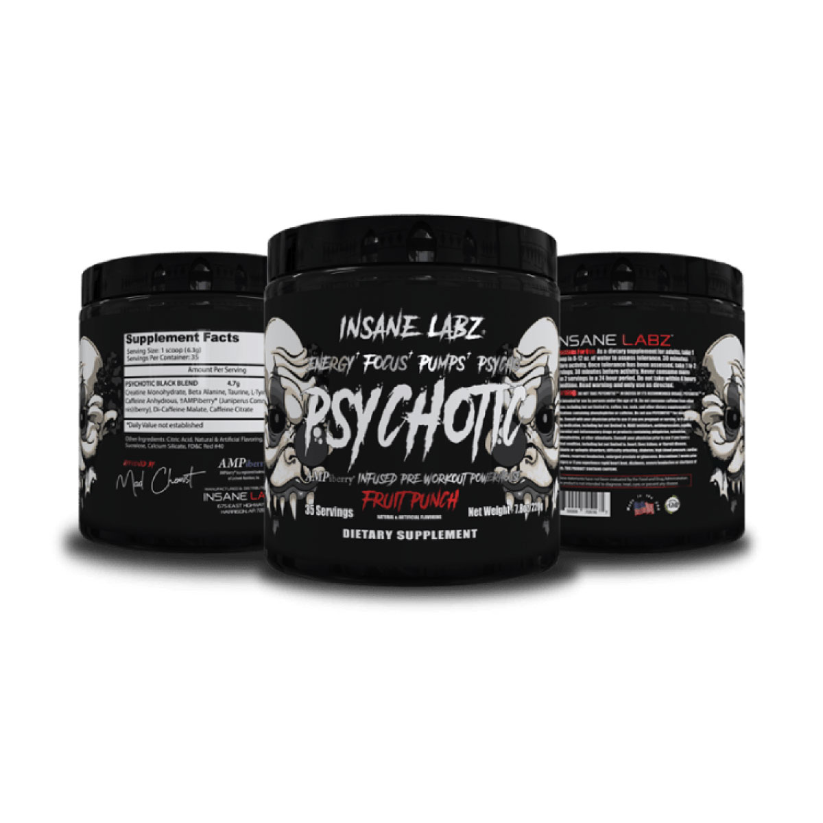 Pre-Entreno Insane Labz Psychotic Black 228g 35 Serv. - Uva