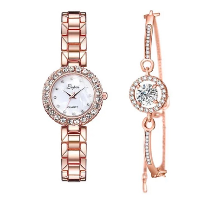 Reloj Pulsera Con Diamantes Para Mujer, Oro Rosa