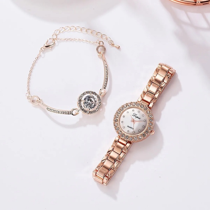 Reloj Pulsera Con Diamantes Para Mujer, Oro Rosa