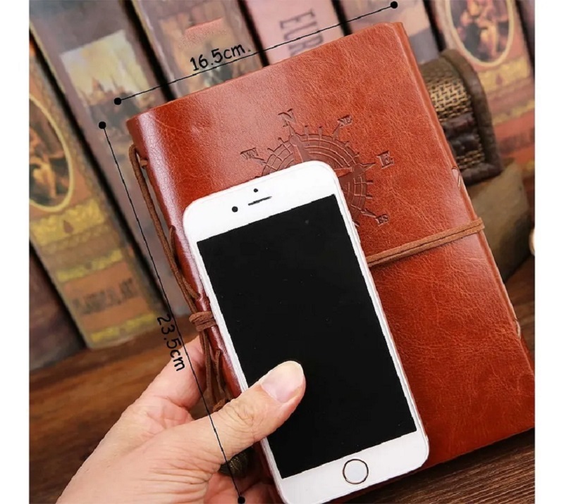 Libreta Vintage De Piel Grande Marron