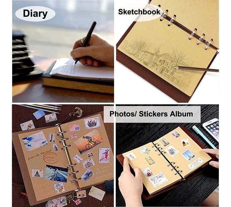 Libreta Vintage De Piel Grande Marron