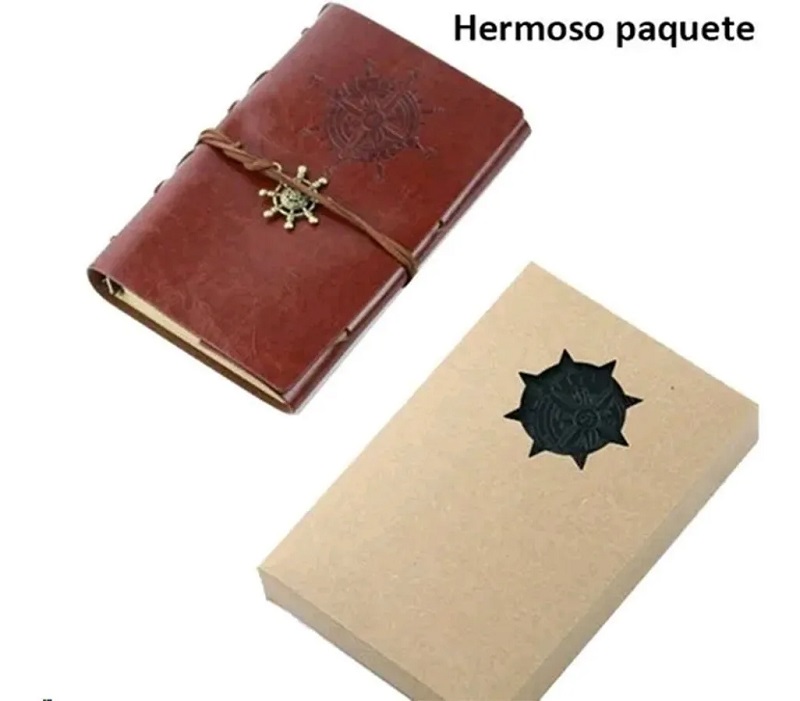Libreta Vintage De Piel Grande Marron
