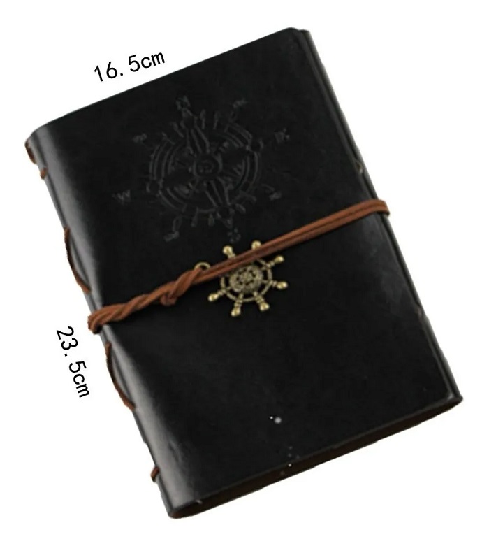 Libreta Vintage De Piel Grande Negro