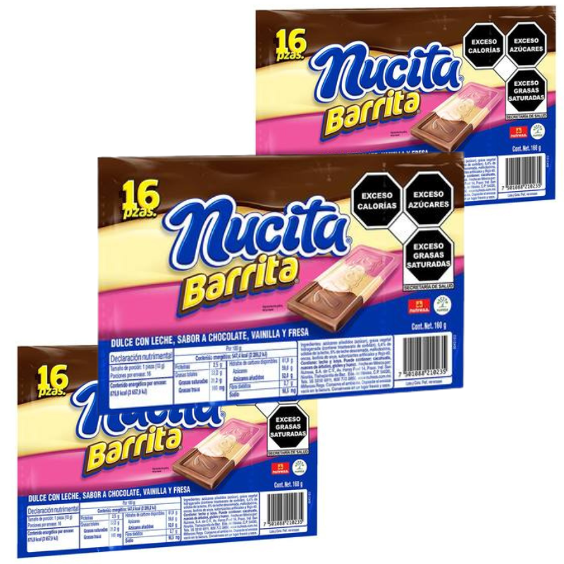 Paquete 6 Nucita Barrita 16 piezas c/u 