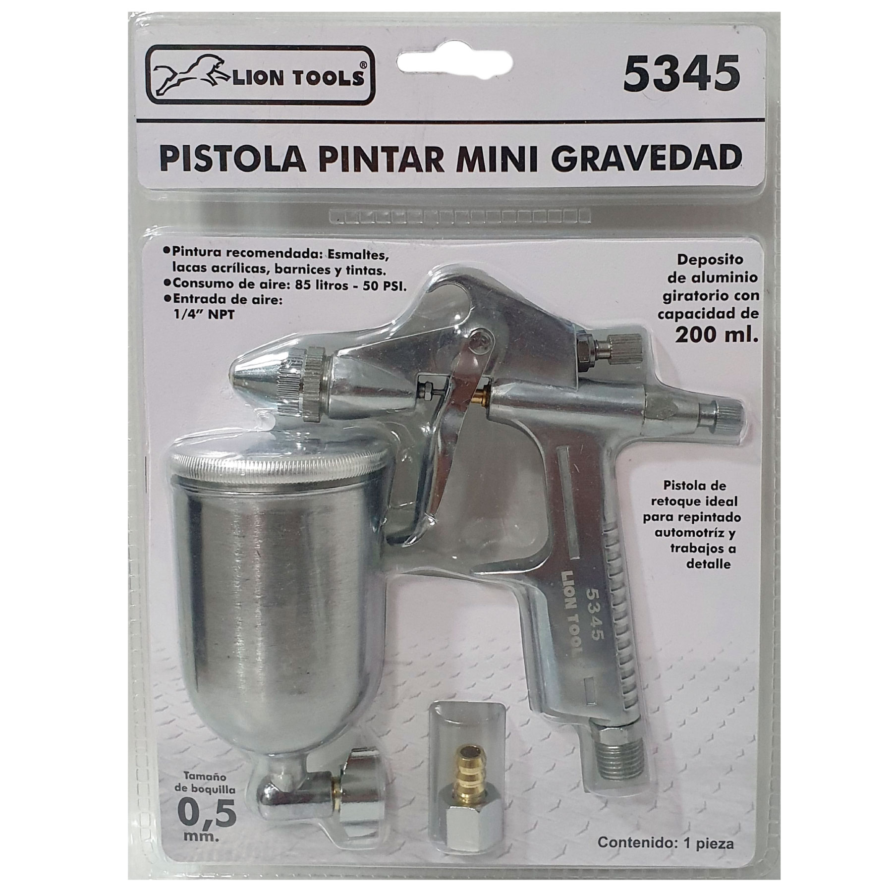 Pistola Pintar Mini Gravedad Boquilla 200 ml LionTools 5345