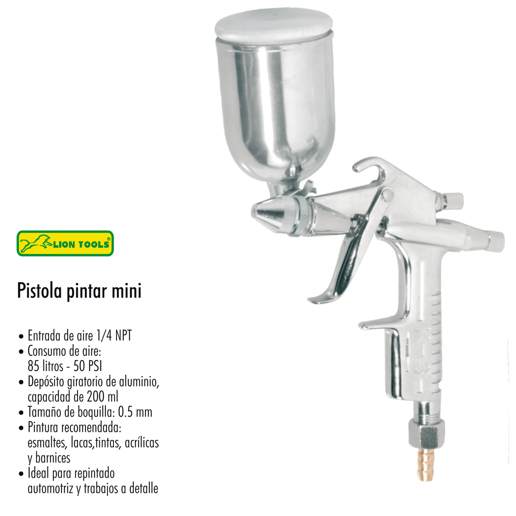 Pistola Pintar Mini Gravedad Boquilla 200 ml LionTools 5345