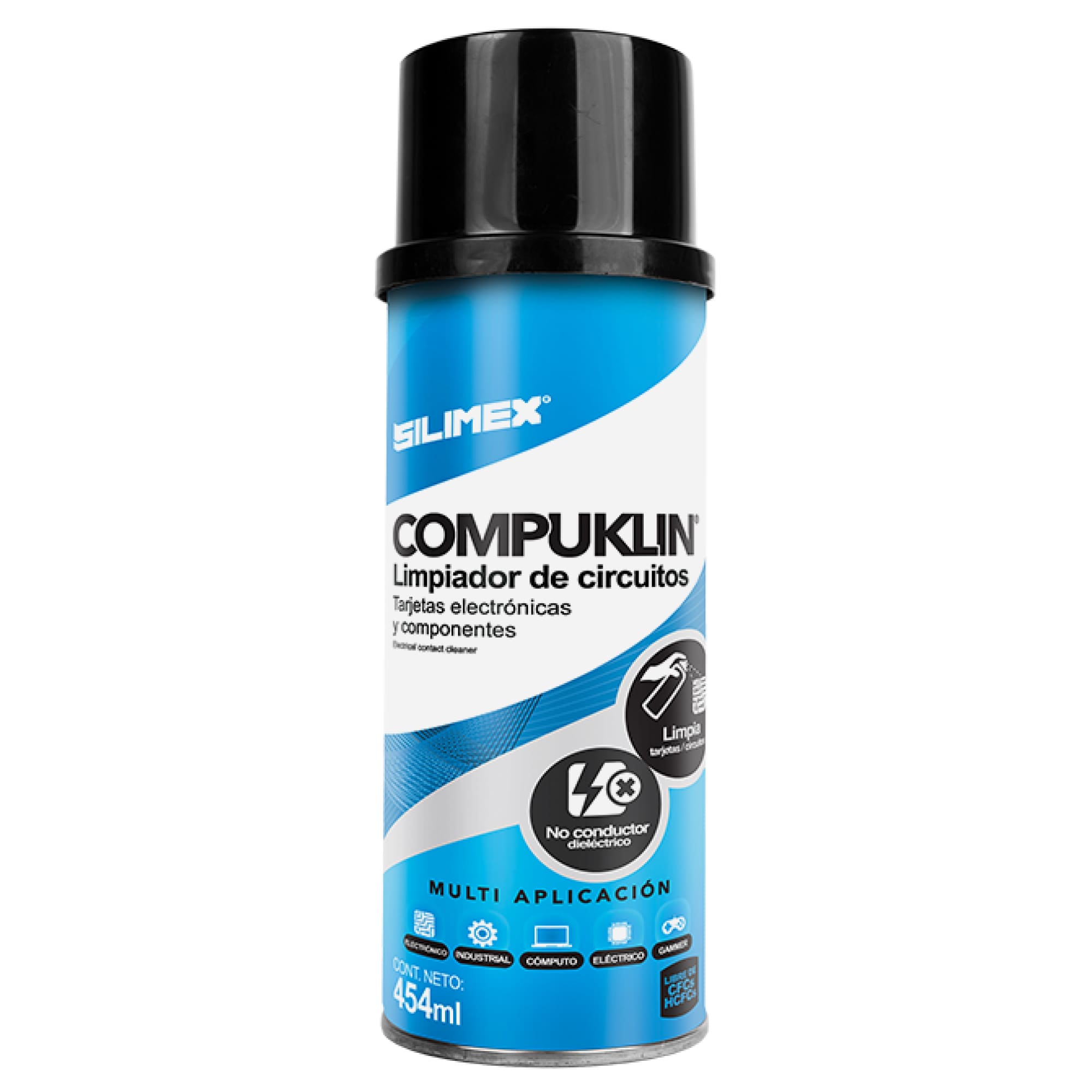Limpiador de Circuitos Electrónicos, Silimex Compuklin, 454 ML, caja con 15 piezas