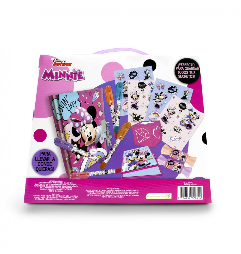 Diario secreto de Minnie Mouse Disney con candado para niñas libreta para dibujar